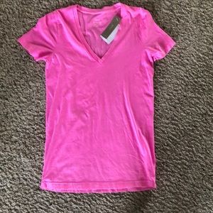 J.Crew Hot Pink V-neck Tshirt. Sz XS